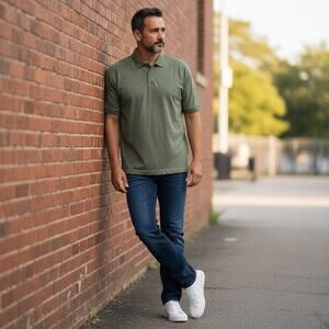 Arrow Polo Shirt Striped Green Short Sleeve Mens XL